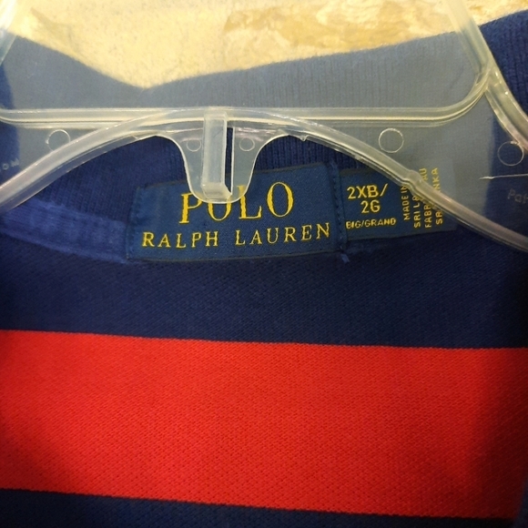 Polo Ralph Lauren Short Sleeve Shirt Red Blue Stripe Mens Size 2XL - Picture 3 of 9